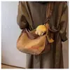 Bolsa Transversal de Lona Estilo Japonês para Trabalhadores no Trajeto para o Escritório, Nova Bolsa de Ombro Tote de Veludo Cotelê Feminina de Grande Capacidade Tendência Outono e Inverno