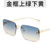 Gafas de sol de caja de moda para hombre y mujer, nuevas gafas de sol transfronterizas, gafas sin montura al por mayor, gafas de sol metálicas