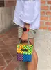 Ins Celebridade da Internet Tailândia Chiang Mai Férias Lazer Bolsa Artesanal Rattan Tecido Bolsa Feminina Cesta de Vegetais Bolsa de Mão