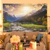 Hermoso telón de fondo de paisaje ins habitación de dormitorio dormitorio pared de cabecera decoración de ambiente tela colgante tapiz rojo de internet