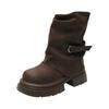 Botas de Calça Populares Retrô com Solado Grosso, Botas, Aumento Interno Feminino, Quentes, Modernas e Versáteis Botas Maillard de Cano Médio