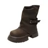 Botas curtas femininas de alta qualidade estilo britânico, novidade do outono de 2025, botas Martin super populares e versáteis com solas grossas que aumentam a altura e comprimento até a panturrilha