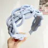 Diadema Trenzada Ancha Estilo Coreano, Diadema Súper Ancha, Diadema de Corona Alta, Pinza para el Cabello para Lavarse la Cara, Diadema Color Café con Leche para Mujer