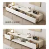 Mueble de TV Moderno Minimalista Sala de Estar Hogar Apartamento Pequeño Estilo Crema Madera Maciza Mueble de TV de Pie Combinación con Mesa de Café