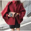 Los tamaños se han actualizado. Abrigo de lana estilo capa retro francés con cuello alto y mangas murciélago holgadas para otoño e invierno