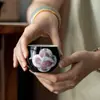 Taza de Cerámica Negra Estilo Dinastías Tang y Song con Flores de Lirio Pintadas a Mano, Tamaño Grande, Adecuada para Uso Doméstico, Taza de Degustación de Té, Juego de Té Kung Fu