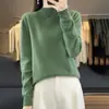 Top de punto para mujer, premium, sin costuras, 100% lana, cuello semi alto, simple, color liso, versátil, moderno, estilo coreano