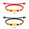 Pulsera Pixiu de Oro Puro 999 Oro Duro 3D Bestia Devoradora de Oro Pixiu Pulsera Tejida con Cuentas Atractoras de Riqueza para Pareja