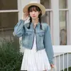 Toma real, en stock, estilo nuevo, diseñado para personas petite, estilo Hong Kong, versión coreana, chaqueta vaquera, chaleco, azul, otro, temperamento elegante