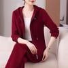 Conjunto Esportivo Casual Feminino Primavera e Outono Moda Cardigã com Capuz Pequeno Elegante Emagrecedor Roupas de Corrida Conjunto de Duas Peças