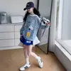 Ropa de Protección Solar para Niñas Verano 2026 Nueva Casual Estilo Coreano Rayas Parche Cubierta Protectora Solar para Niños Mayores Transfronterizo