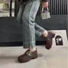 Zapatos individuales hebilla de cuero velcro suela gruesa slip-on otoño nuevo 2026 Zapatos Birkenstock mujer suela suave tacón oculto casual