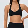 Sutiã esportivo feminino transpassado com bojo removível, roupa fitness, roupa íntima justa para Pilates, corrida, yoga.