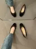 Sapatilhas de Ballet Francesas Sapatos para o Dia a Dia Sapatos Femininos Primavera e Outono 2024 Suede Vintage Laço Sapatos de Festa