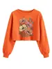Estación independiente de Amazon Wish comercio electrónico transfronterizo moda elegante para mujer crop top sudadera floral rojo naranja amarillo