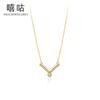 Collar de plata S925 Xigu D0088 para mujer, estilo coreano, con diamantes incrustados, cadena de clavícula geométrica simple en forma de V.