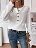 Outono 2025 Comércio Exterior Transfronteiriço Estação Independente Amazon Wish Moda Casual Americana e Europeia Blusa Feminina com Gola Henry