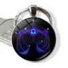 Chaveiro Exquisito de Cristal Luminoso Símbolo das Doze Constelações Libra Bola Redonda de Cristal Chaveiro de Capricórnio