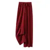 Pantalones de Lana 100% Pura de Pierna Ancha con Cintura Elástica y Cordón para Otoño e Invierno, Casual Holgado Versátil con Caída Rectos de Lana