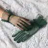 Guantes de Boda para Mujer Estilo Coreano Transparentes de Malla Fina Cortos Color Negro y Blanco Rosa Guantes con Dedos para Primavera, Verano y Otoño