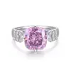 Anillo Seiko con Incrustaciones de Corte Flor de Hielo Ceniza Zirconio Simple Combinable Fertilizante Cuadrado Rosa Seca Diamante de Alto Carbono Color Tesoro para Mujer