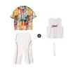 Ropa de moda para niños de hip-hop, traje de camisa con flores para niños y niñas, ropa holgada de rendimiento de hip-hop para niños