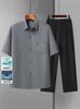 Traje de hombre delgado de seda helada de verano para mediana edad y ancianos, camisa de manga corta, abuelo, holgado, papá, elástico, top casual