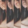 Línea de Oreja de Plata Esterlina 925 para Mujer Simple Cadena de Oreja Súper Larga Estilo Japonés y Coreano Pendientes Elegantes Pendientes Borla Pendientes de Plata Esterlina