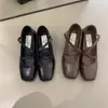Zapatos Mary Jane de cuero con tacón grueso y punta cuadrada para mujer, estilo británico, primavera y otoño, zapatos de un solo color de corte bajo, elegantes zapatos de tacón alto retro francés