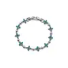 Pulsera de Flor de Circonita Plateada Azul, Estilo Fresco y Sencillo, Lujo Ligero, Sensación de Alta Gama, Joyería de Diseñador para Mujer