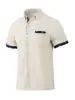 Camisa Cardigan Masculina Estilo Americano Amazon Mais Vendida Transfronteiriça Verão Casual Gola Lapela Botões Estampada Waffle Manga Curta