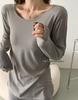 Set de belleza para piel de temperatura constante de novia 2.0 mascarilla lijado terciopelo fino térmico rápido caliente ropa interior base cuello redondo pantalones de otoño