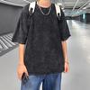 Camiseta de Manga Corta Muy Desgastada para Niños Verano Holgada Moderna Marca Manga de Cinco Puntos Estilo Americano ins High-Street Frailecillo Guapo Camiseta de Media Manga