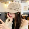 Sombrero ecuestre de gamuza para mujer, plisado, nuevo modelo otoño e invierno, adelgazante, protección UV, gorra tipo boina versátil