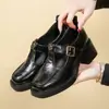 2026 Nuevos Zapatos Mary Jane de Tacón Grueso Cuadrados Huecos con Suela Gruesa Estilo Francés para Mujer Primavera/Verano Zapatos Negros Británicos de Tacón Alto que Aumentan la Altura