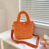 Bolso Cubo de Pana de Nicho 2022 Nuevo Primavera Felpa Cruzado Pequeño Bolso Lindo Mao Mao Bolso de Mano Bolso Tote