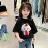 Ropa de Verano para Niños Ropa Elegante para Niñas Camiseta de Manga Corta para Niños Algodón Puro 2026 Modelo Nuevo Camiseta Básica de Manga Media para Niñas