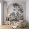 Papel Tapiz Estilo Retro Francés Jungla Estilo Crema Cubierta de Pared de Arco Sala de Estar Sofá Casa de Huéspedes Papel Tapiz Estilo Nanyang Papel Tapiz de Dormitorio