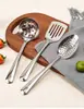 Utensílios de Cozinha Domésticos de Aço Inoxidável, Resistentes a Altas Temperaturas e à Prova de Ferrugem, Espátula, Concha de Sopa, Escumadeira, Ferramentas de Cozinha Multifuncionais