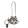 Bolso de hombro retro de lunares estilo coreano para mujer, nuevo modelo de verano, bolso tote casual y elegante con bloques de color, bolso cubo de gran capacidad para el día a día