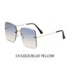 Gafas de Sol Cuadradas con Degradado Europeo y Americano Glaseadas para Mujer Montura Metálica Sin Marco Gafas de Sol Marinas Moda Tendencia Gafas de Sol al por Mayor