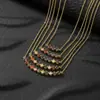 Colar Feminino Versátil Cobre de Alta Qualidade Banhado a Ouro 18K Microcravado Zircônia Diamante Geométrico Arco-Íris Pingente Longo Corrente Clavicular