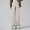 Calça Larga de Acetato e Lã com Textura Espinha de Peixe para Mulheres, Confortável e Emagrecimento, Adequada para o Trabalho, Estilo Macio e Casual