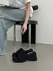 Sandálias Finas Slim Novas de 2023 Chinelos de Solado Grosso Plataforma Elevada Calçados Externos Jeans para Mulheres Sandálias