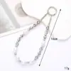 Novo Pingente Chaveiro Flor Borboleta Estilo Metal Ins Acessórios Pendurados com Contas de Cristal Corrente Curta para Celular para Mulheres