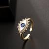 Suministro de Joyería Transfronteriza Europea y Americana Cobre Zircón Esmalte Anillo Gota de Aceite Ojo Turco Retro Anillo de Cola Anillo Abierto