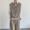 Colete de Tricô Simples Retro Japonês com Decote V para Primavera e Outono de 2026 para Homens e Mulheres, Tricô Sem Mangas Camada Solta Estilo Universitário