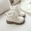 Zapatos de Cuero de Moda para Niñas 2026 Otoño/Invierno Nuevos Zapatos de Princesa para Niños Suela Suave Estilo Británico para Niñas Botas de Algodón Versátiles
