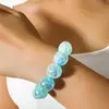 Colar com Pingente de Contas Coloridas a Laser Yongge Jewelry Estilo Europeu e Americano Colorido Bloqueio de Cores Joias de Contas de Vidro