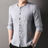 Camisa de Lino 100% Hengyuanxiang para Hombre Manga Larga 2025 Verano Nuevo Estilo Mediana Edad y Viejo Guofeng Camisa de Bolsillo Camisa de Hombre